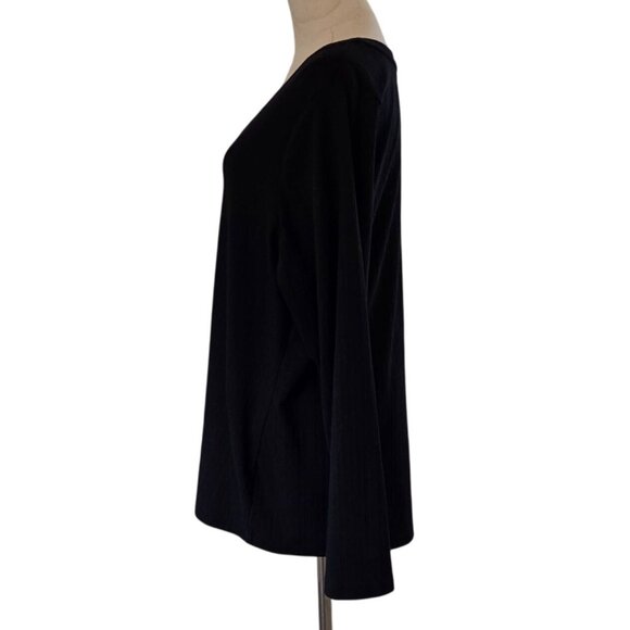 Ava & Viv Womens Black Long Sleeve Scoop Neck Top - Picture 4 of 13